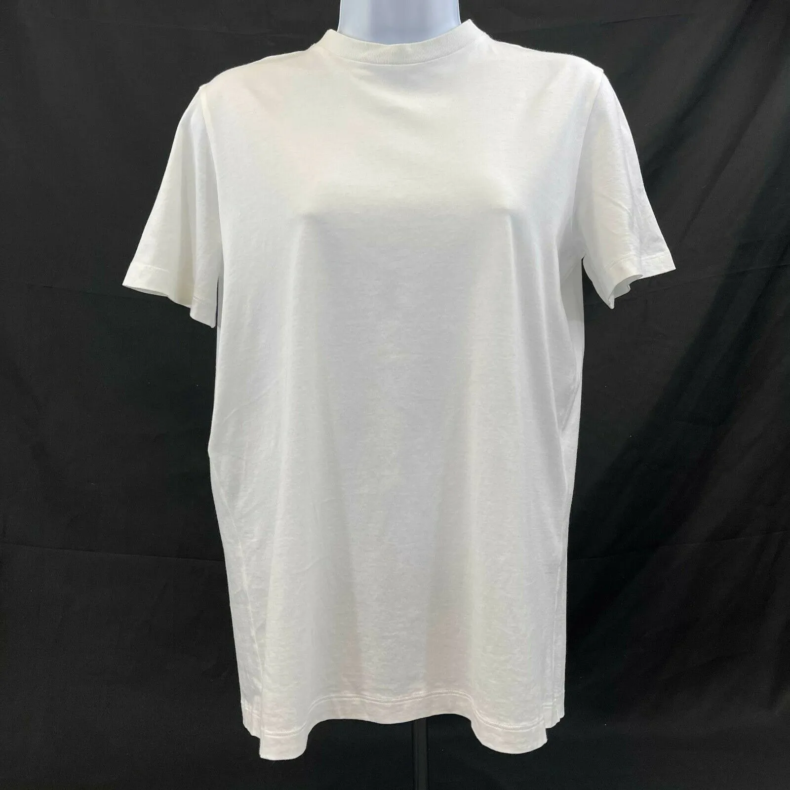 Prada - White T-Shirt with Rubber Patch Logo on Back at Top - Size Men US XS