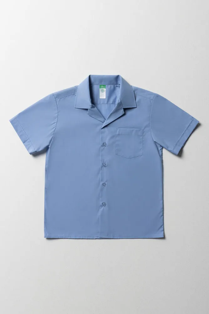 Primary School Short Sleeve Open Neck Shirt Blue