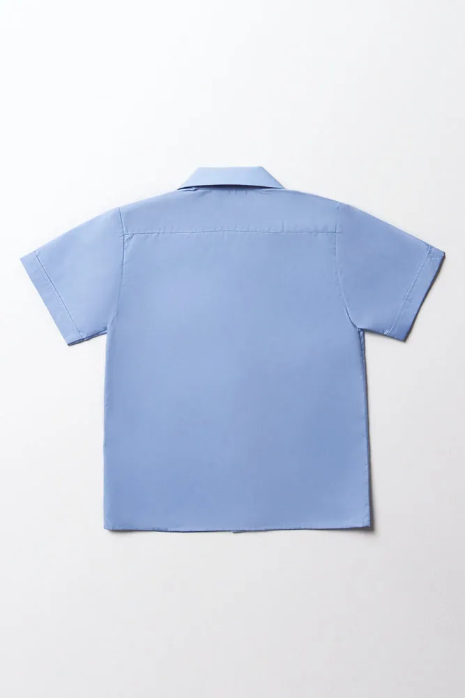 Primary School Short Sleeve Open Neck Shirt Blue