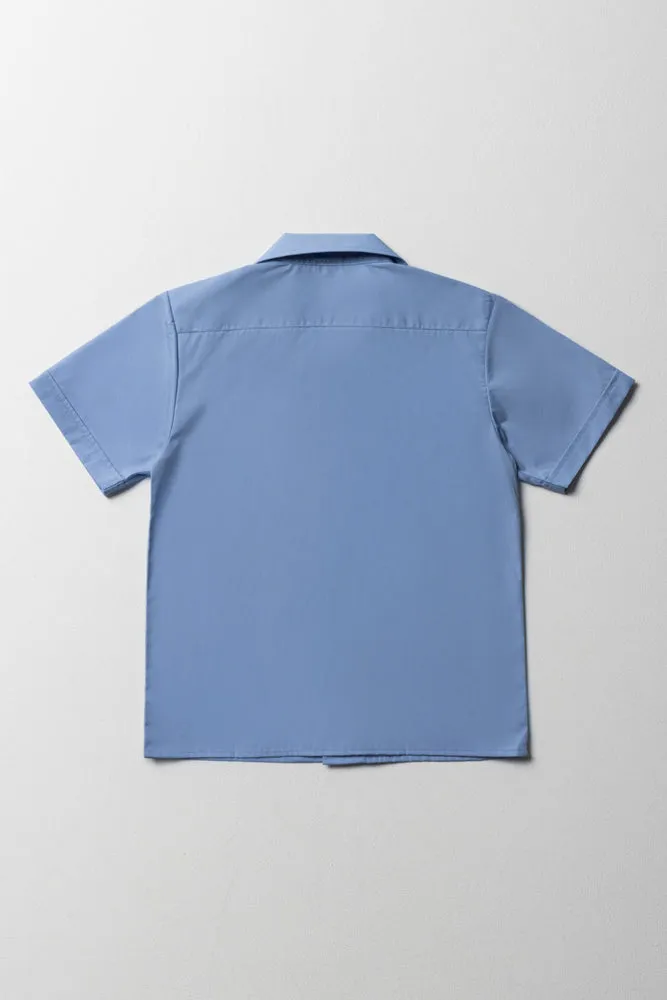 Primary School Short Sleeve Open Neck Shirt Blue
