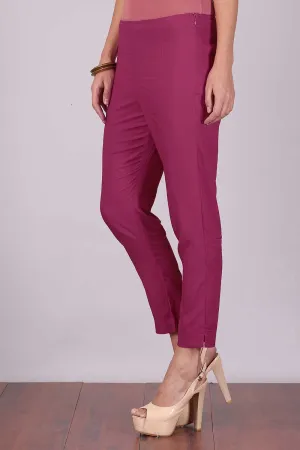 Purple Cropped Cotton Trousers
