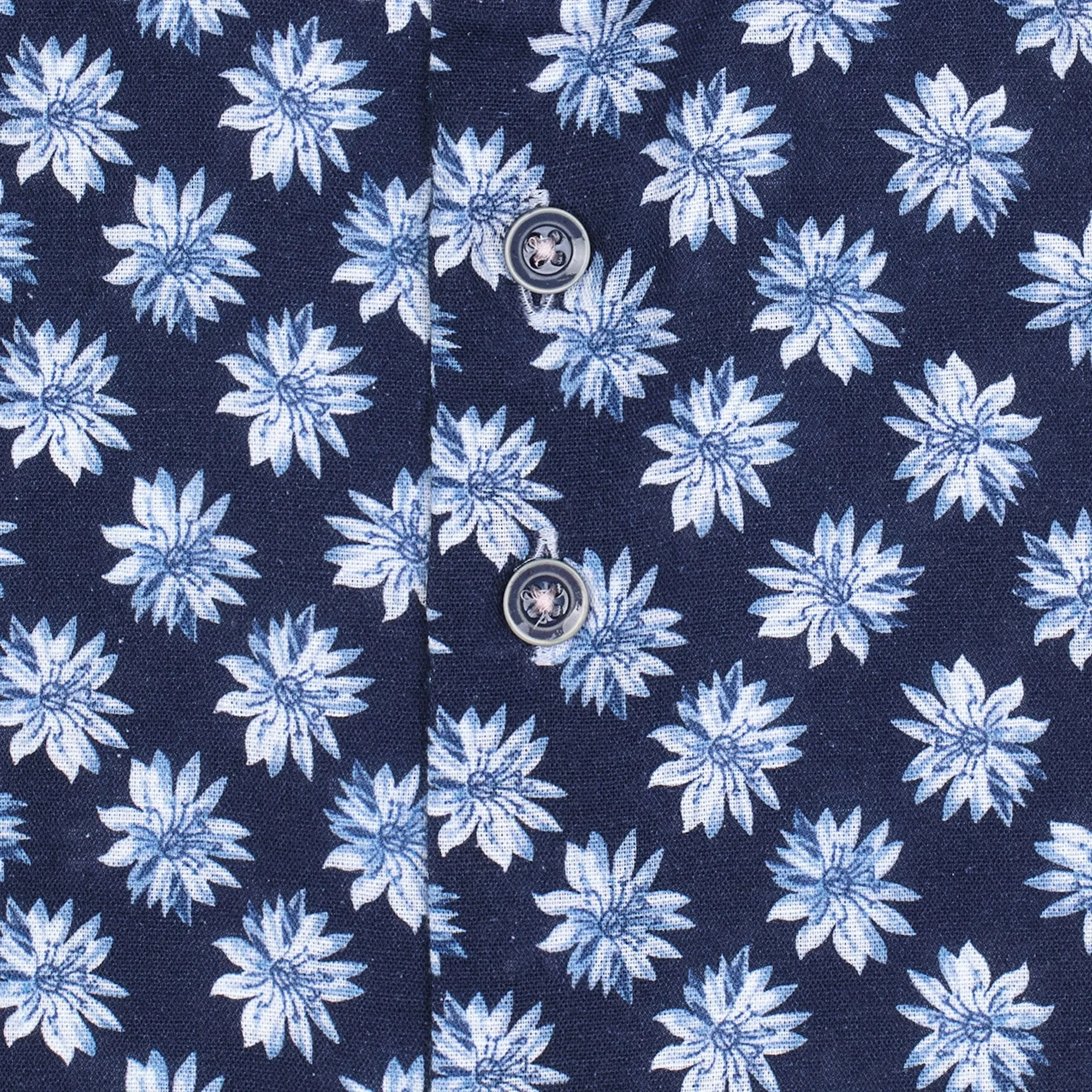 R2 Amsterdam Linen Floral Print Shirt - Blue
