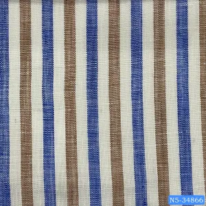 Red Blue Striped Linen Shirt