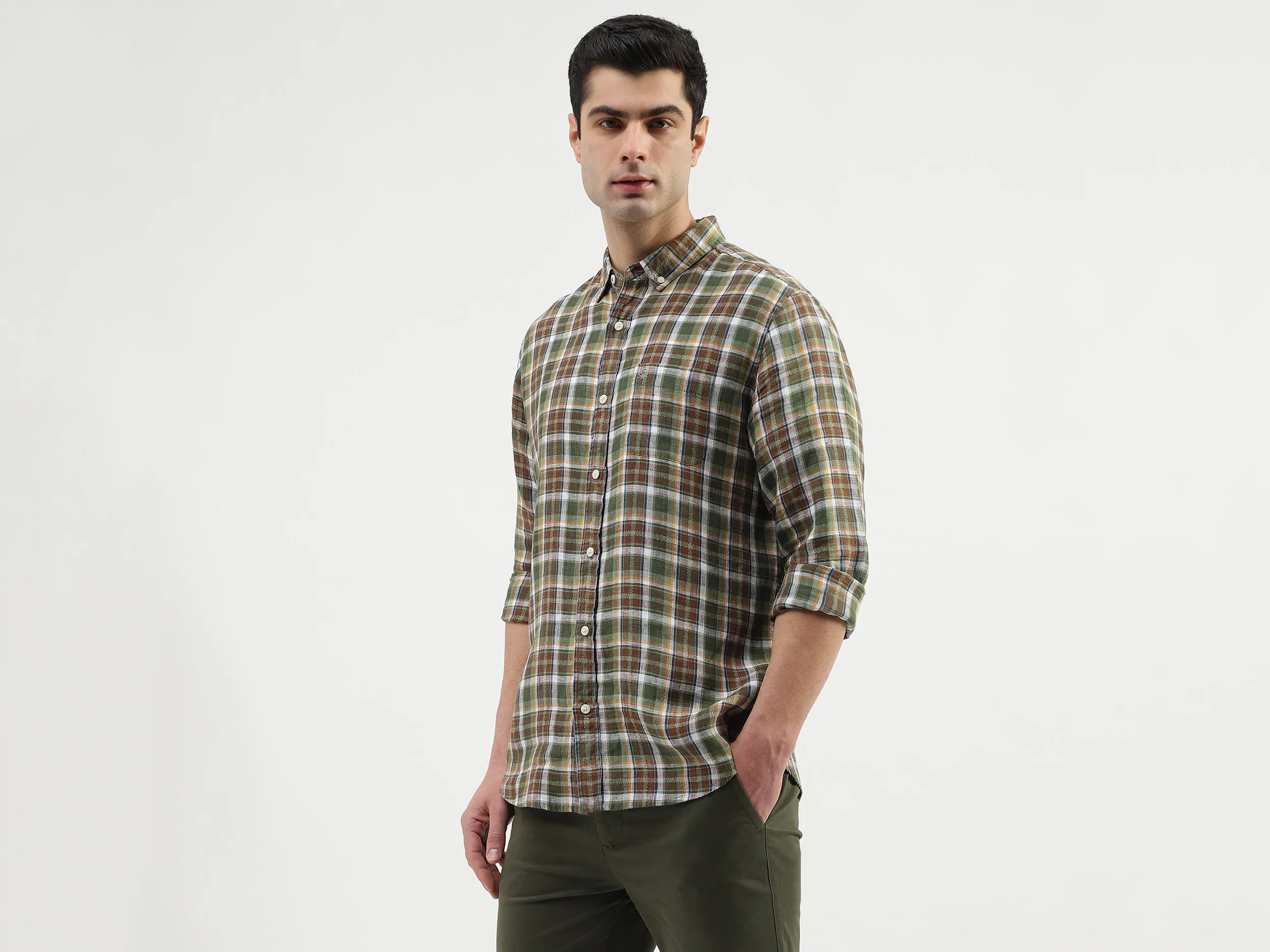 Regular Fit Button Down Collar Checkered Shirts