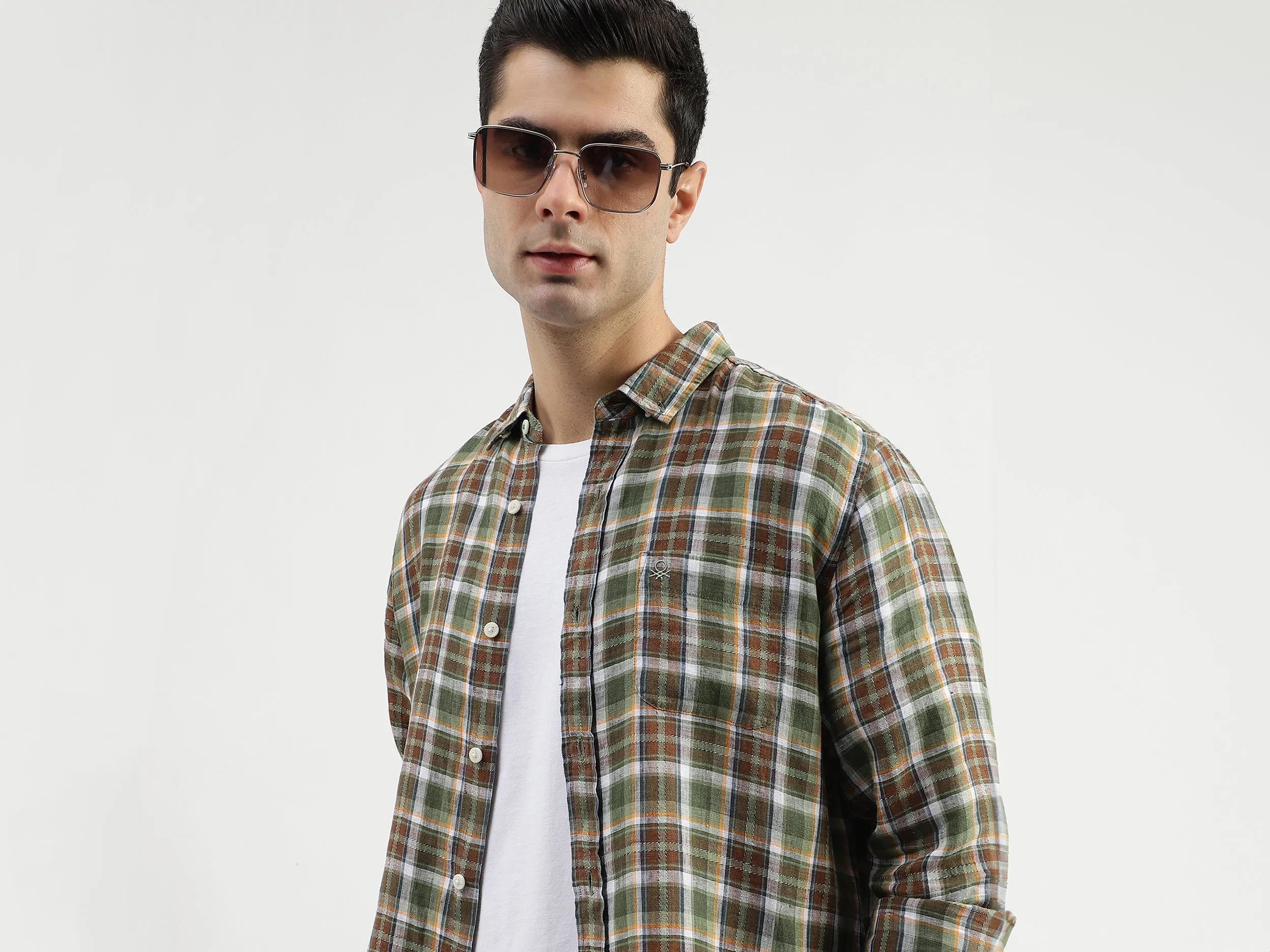 Regular Fit Button Down Collar Checkered Shirts