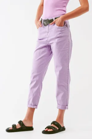 Relaxed Basic Jeans in Purple