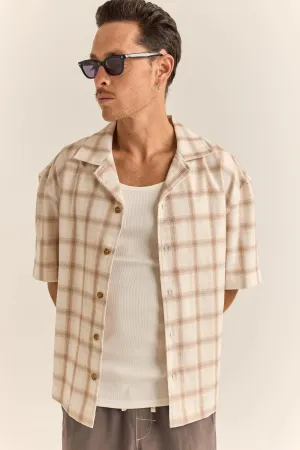 Relaxed Check SS Shirt - Natural
