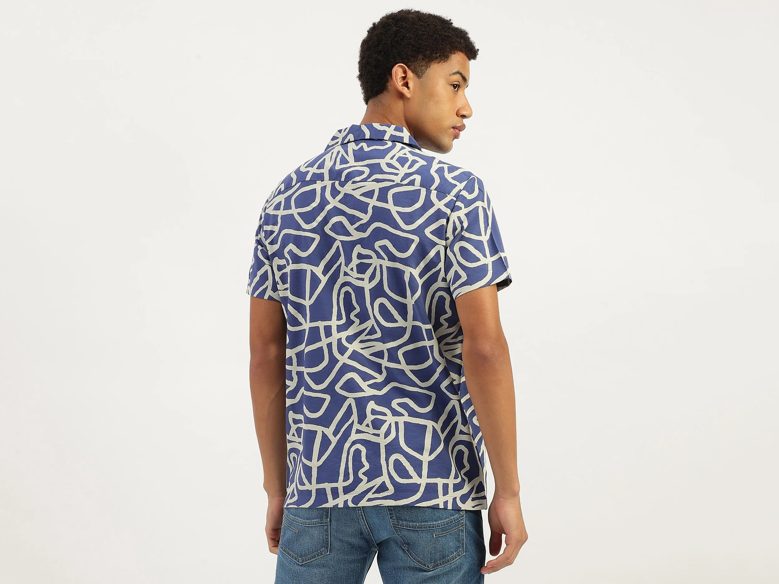 Relaxed Fit Resort Collar Abstract Shirt