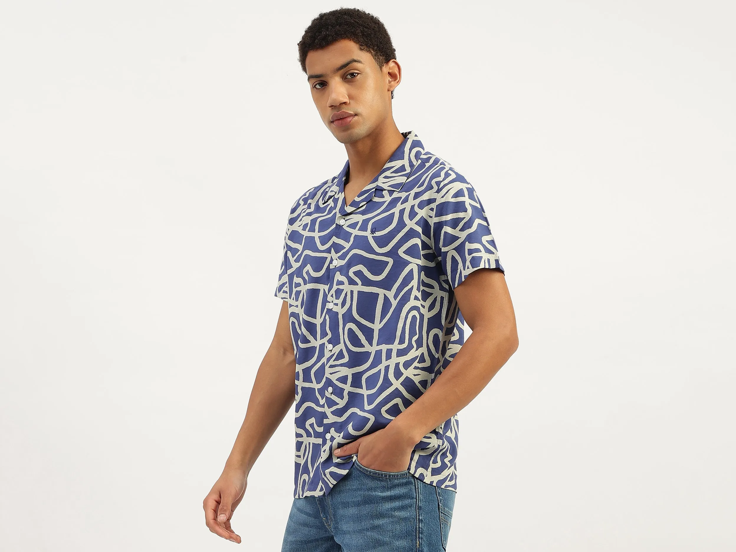 Relaxed Fit Resort Collar Abstract Shirt