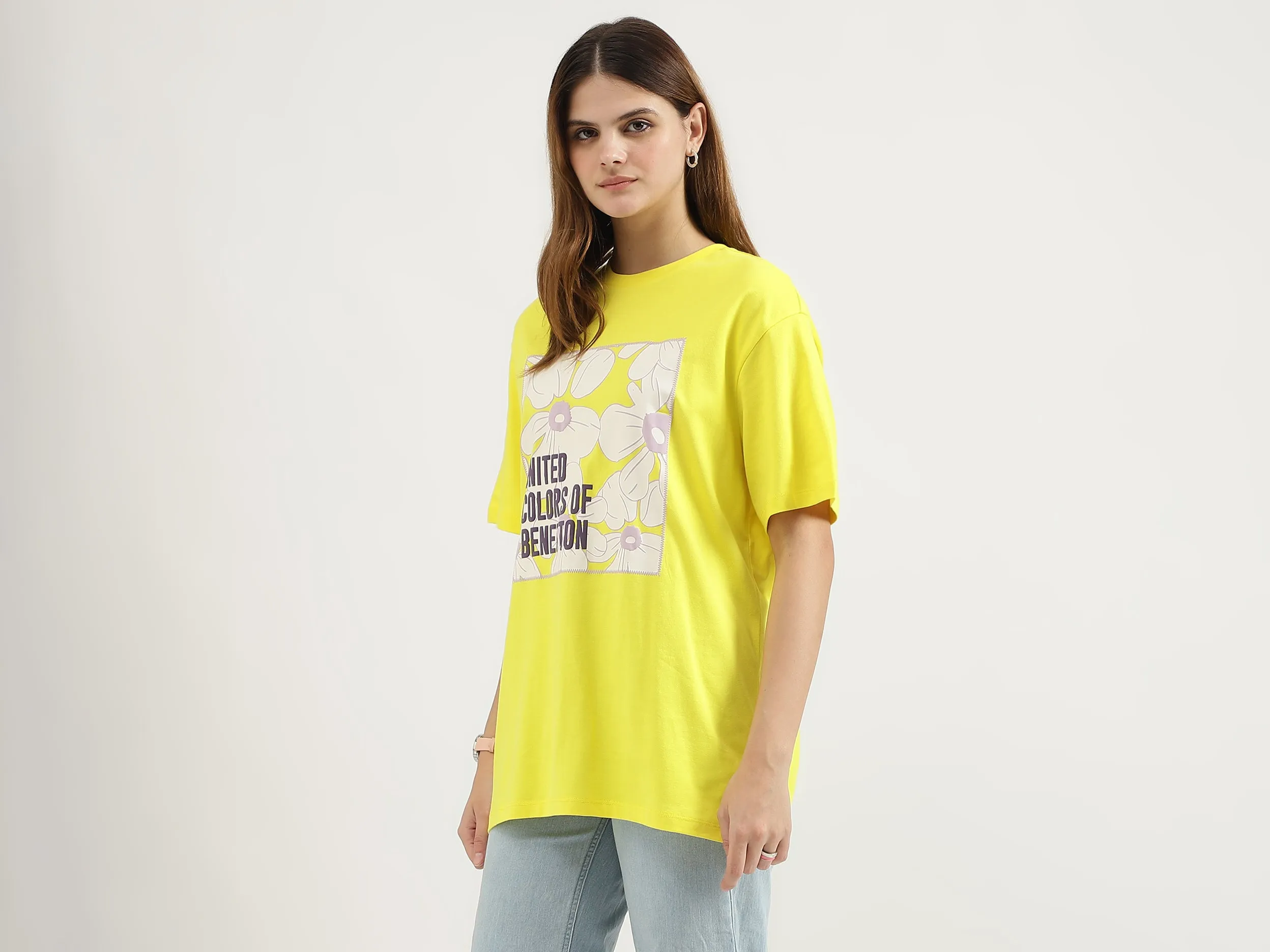 Relaxed Fit Round Neck Floral Print T-Shirts