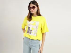 Relaxed Fit Round Neck Floral Print T-Shirts
