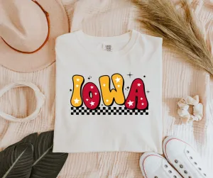 Retro Maroon & Gold Star Iowa Ivory Tee