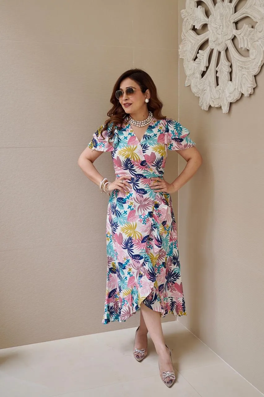 Rosette Ruffle Midi