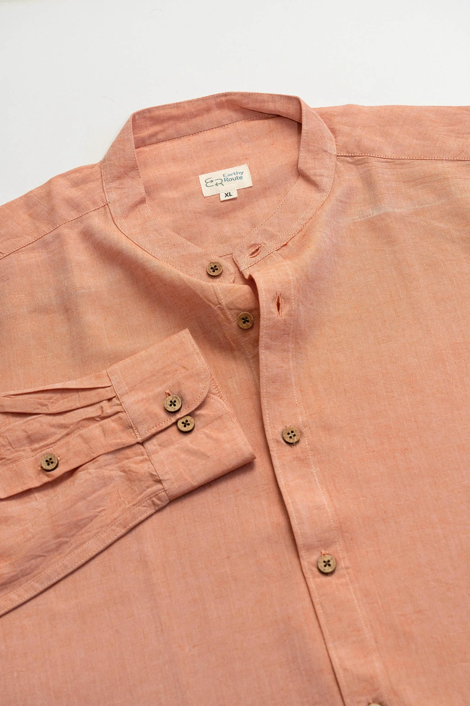 Rust Orange · Mandarin Collar Shirt