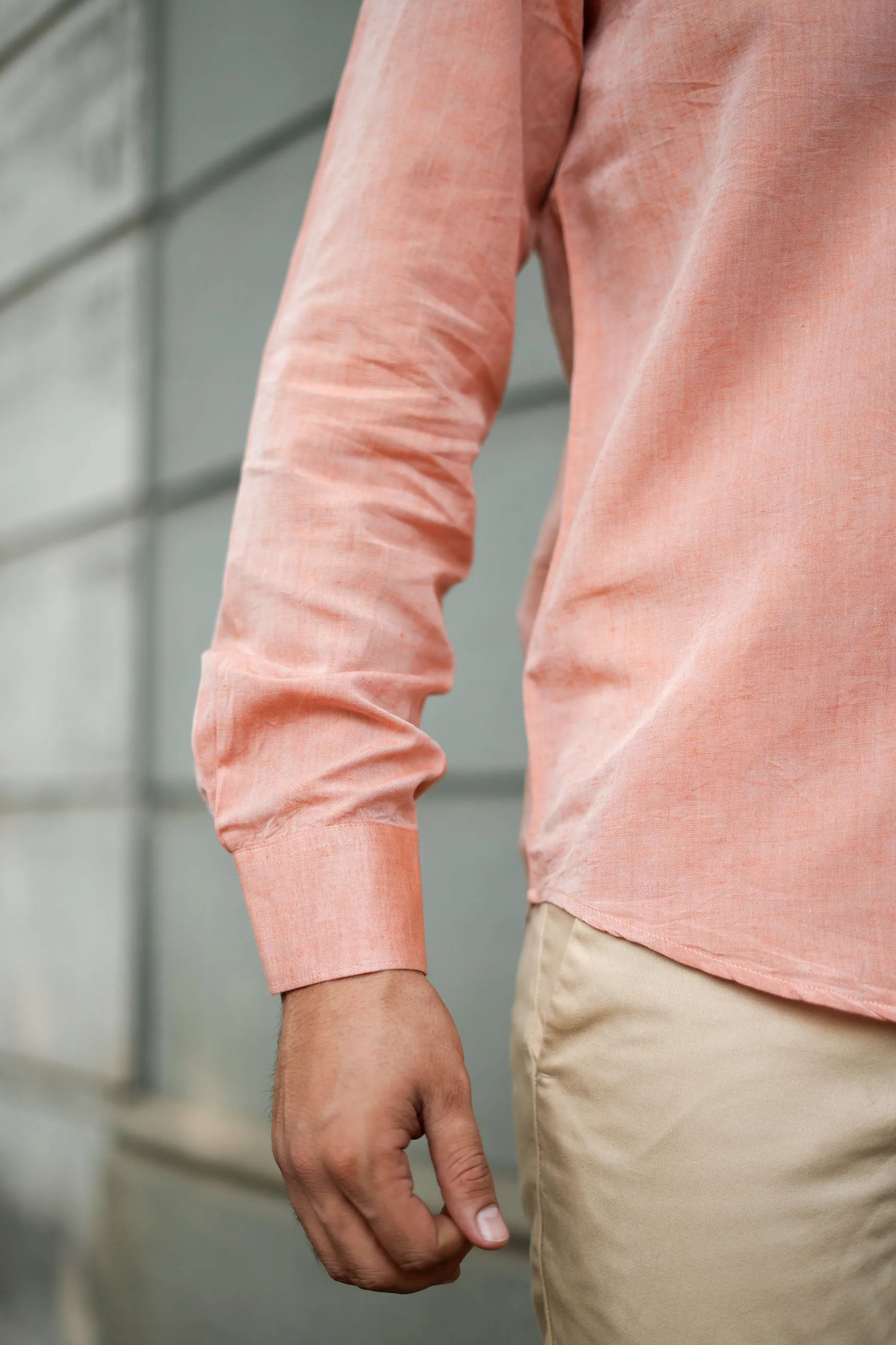 Rust Orange · Mandarin Collar Shirt