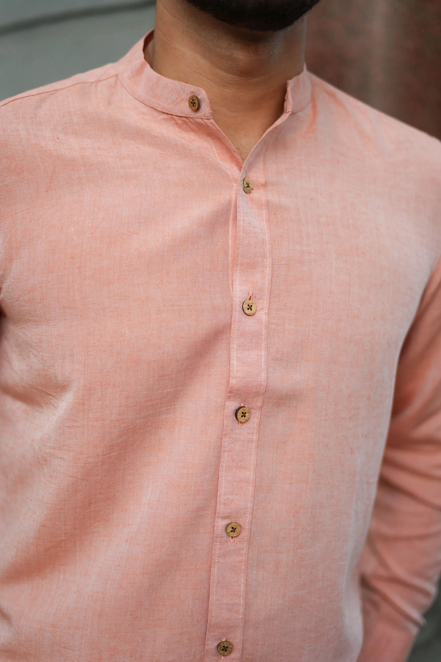 Rust Orange · Mandarin Collar Shirt