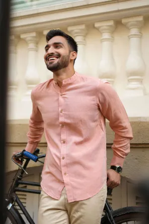 Rust Orange · Mandarin Collar Shirt