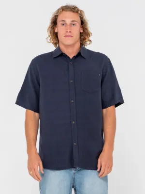 RUSTY Overtone Short Sleeve Shirt - Navy Blue