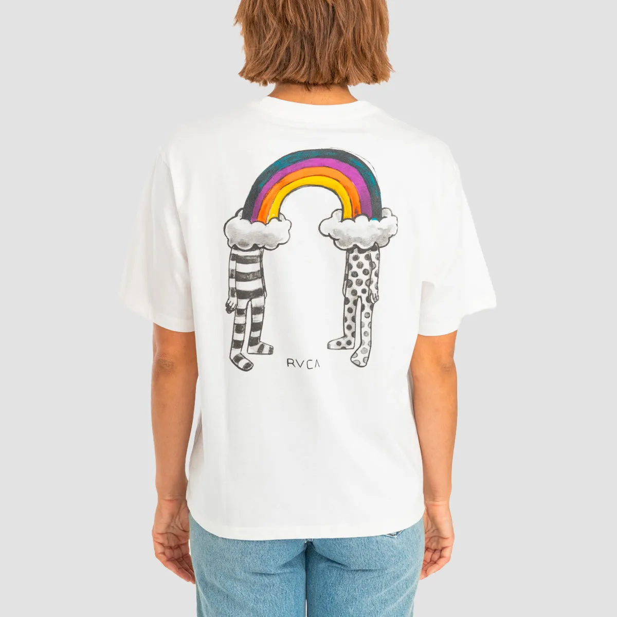 RVCA Andrew Pommier Rainbow Connection T-Shirt Vintage White - Womens