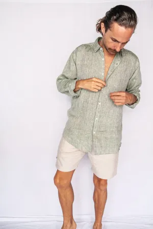 Sage - Long Sleeve Italian Linen Shirt - Mr. Linen Co
