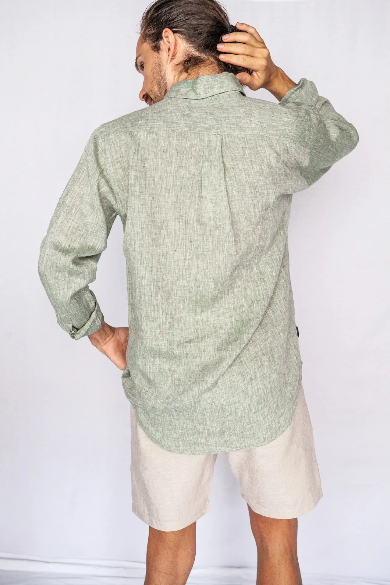 Sage - Long Sleeve Italian Linen Shirt - Mr. Linen Co