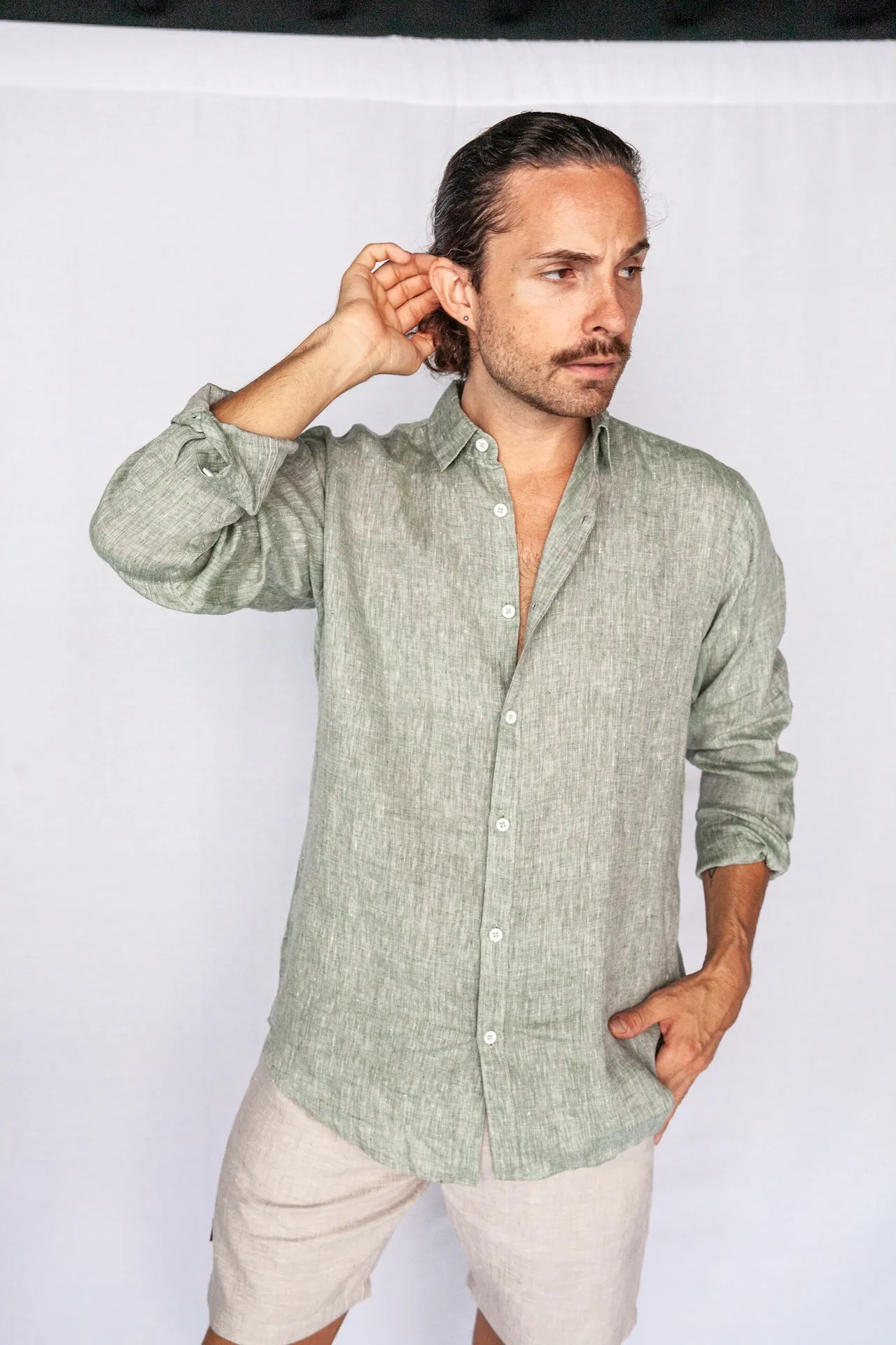 Sage - Long Sleeve Italian Linen Shirt - Mr. Linen Co