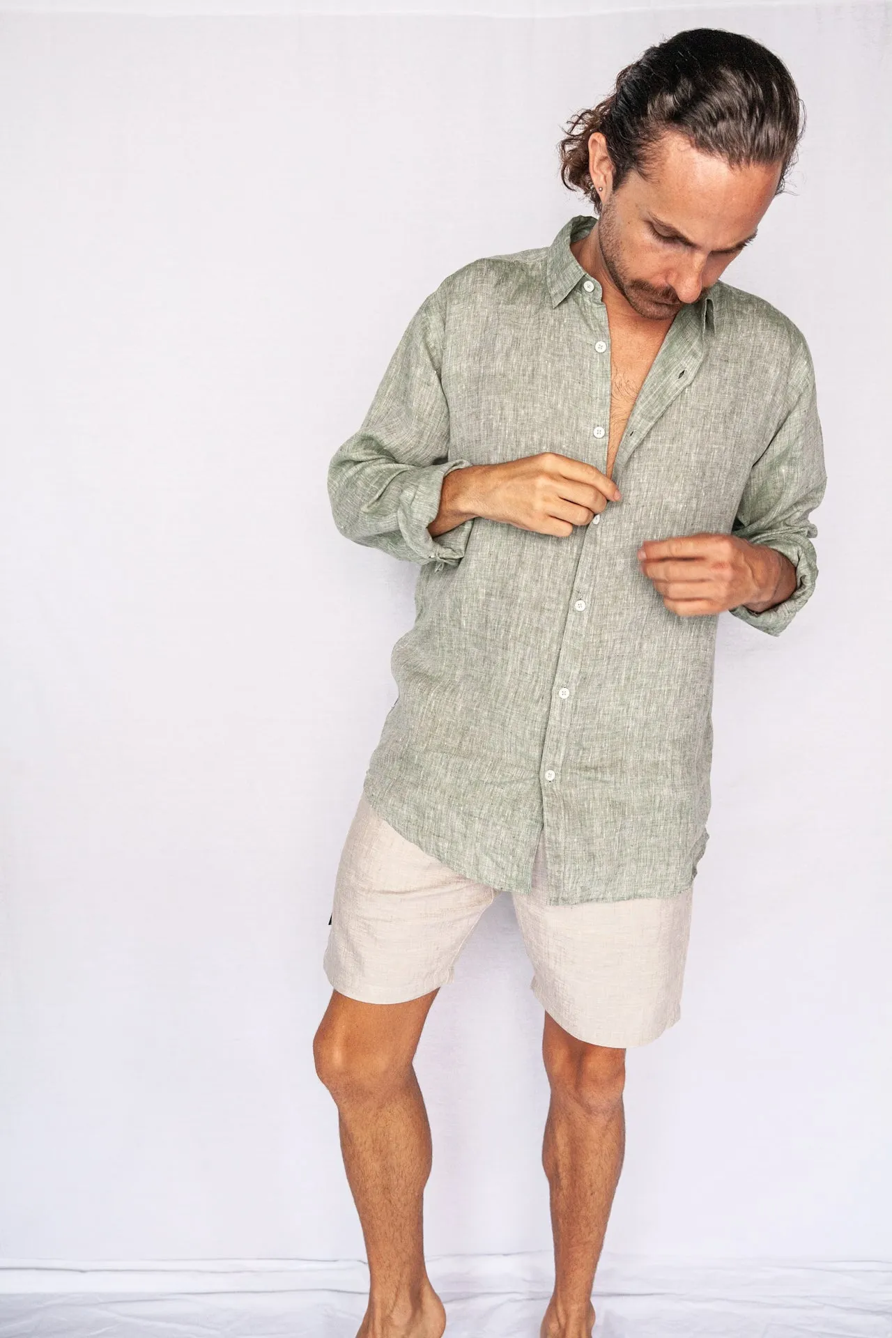Sage - Long Sleeve Italian Linen Shirt - Mr. Linen Co