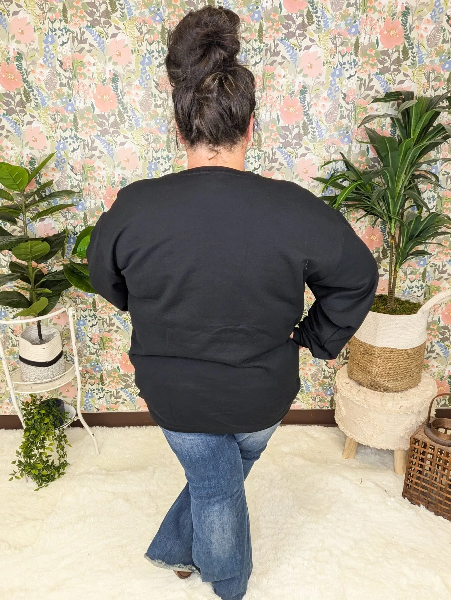 SALE- Farm Life Crewneck Pullover in Black   Taupe