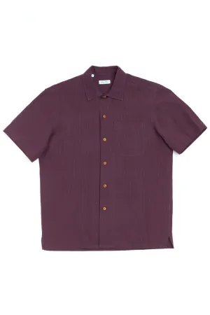 Salvatore Piccolo Short Sleeve Shirt Justin Seersucker Bordeaux