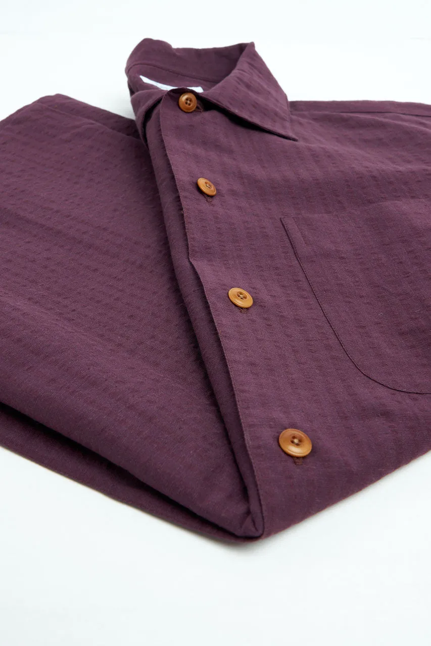 Salvatore Piccolo Short Sleeve Shirt Justin Seersucker Bordeaux