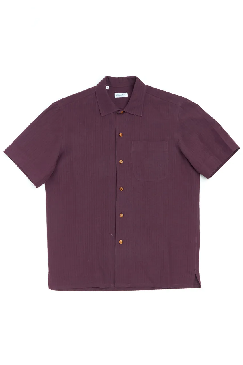 Salvatore Piccolo Short Sleeve Shirt Justin Seersucker Bordeaux