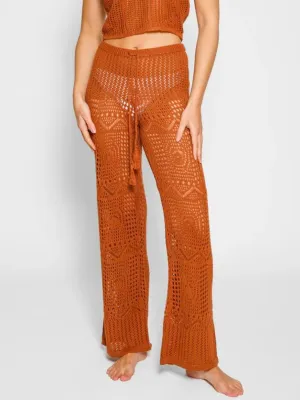 Santorini Crochet Pants In Bronze