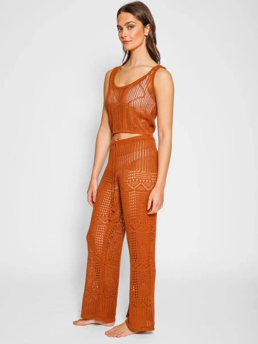 Santorini Crochet Pants In Bronze