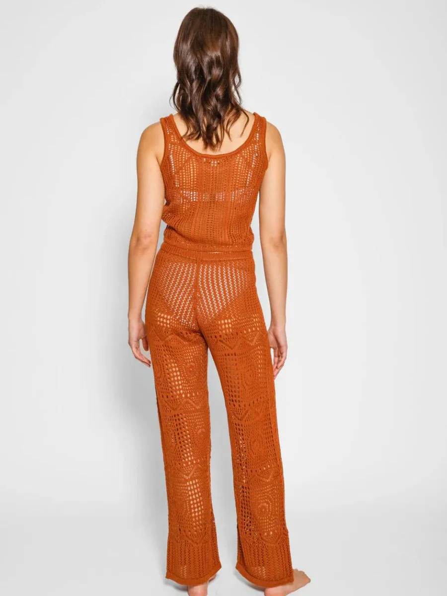 Santorini Crochet Pants In Bronze