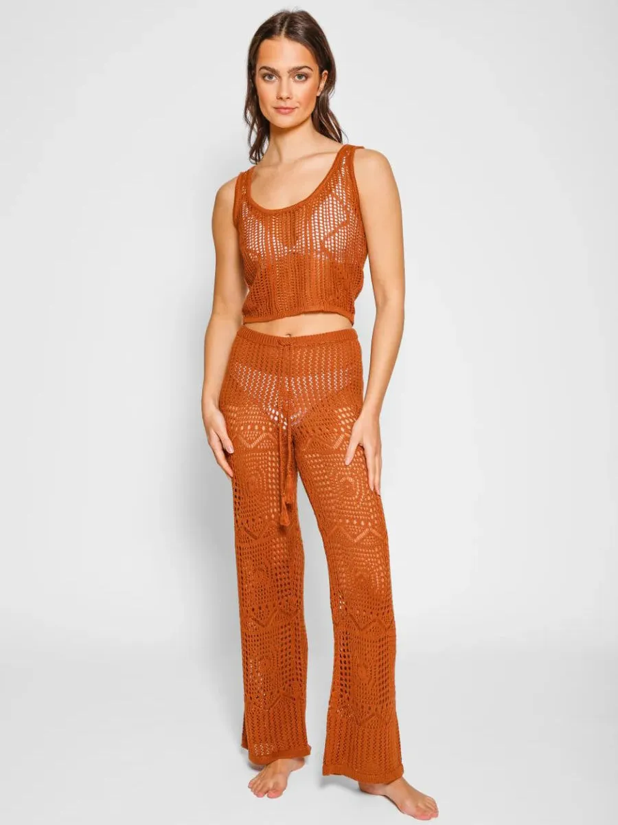 Santorini Crochet Pants In Bronze