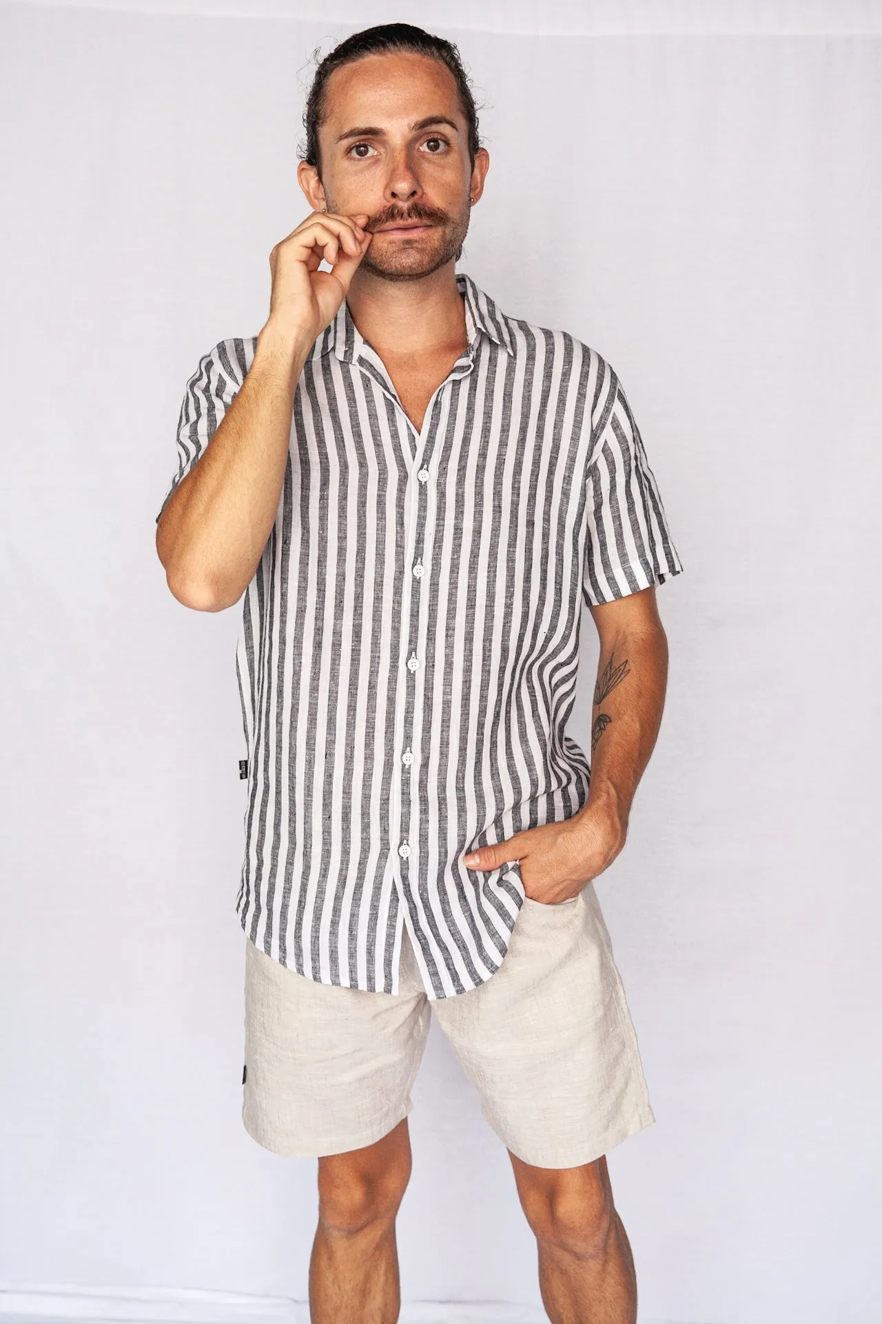 Scorzone Stripes- Short Sleeve Italian Linen Shirt - Mr. Linen Co