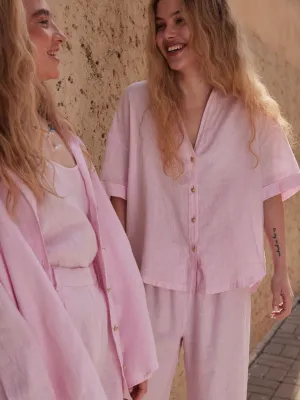 Short cropped linen shirt