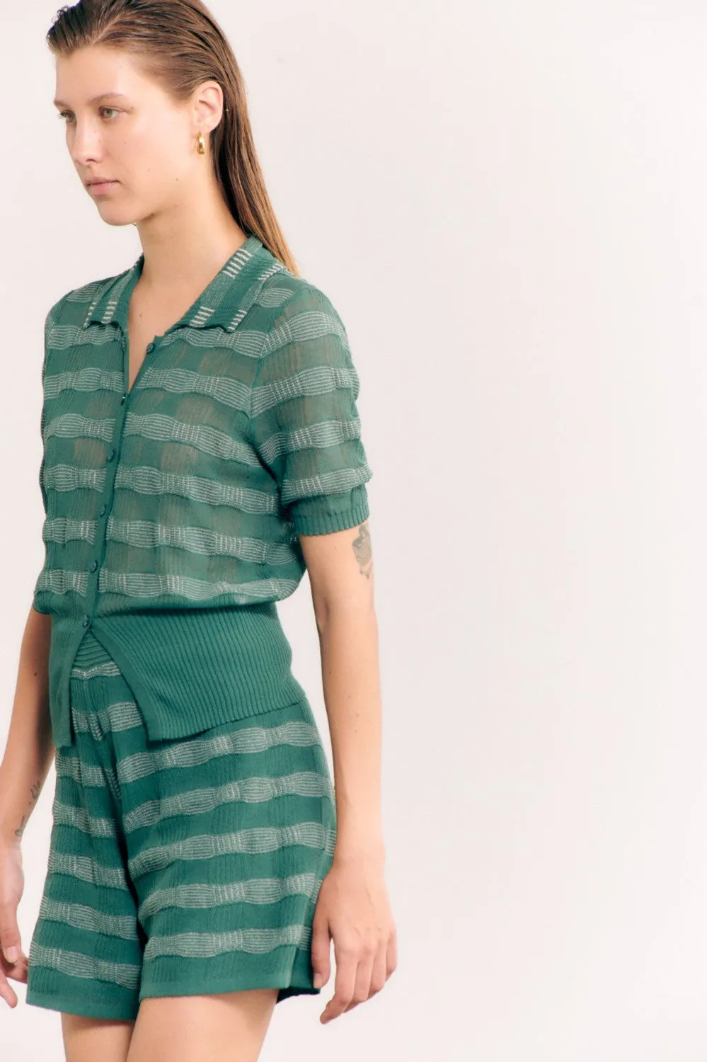 SITA MURT-Knitted Check Shirt Green