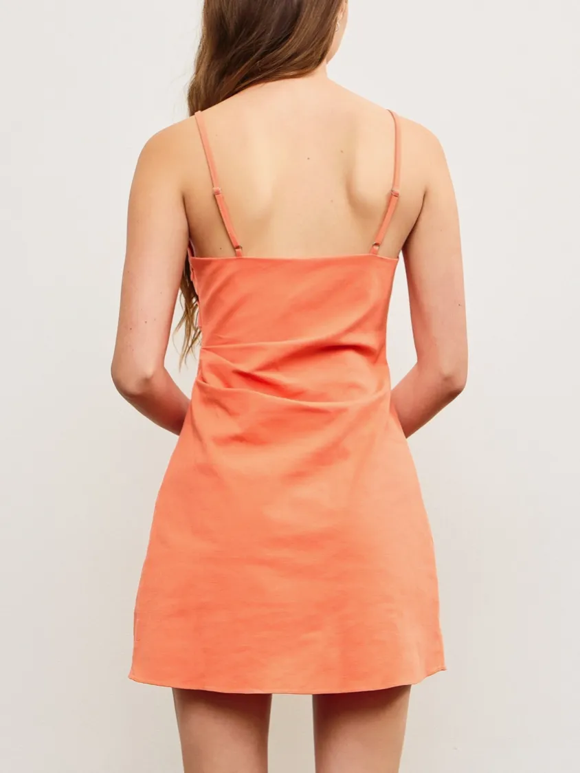 Sleeveless Gathered Asymmetric Mini Dress