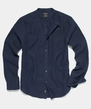 Slim Fit Sea Soft Irish Linen Band Collar Shirt