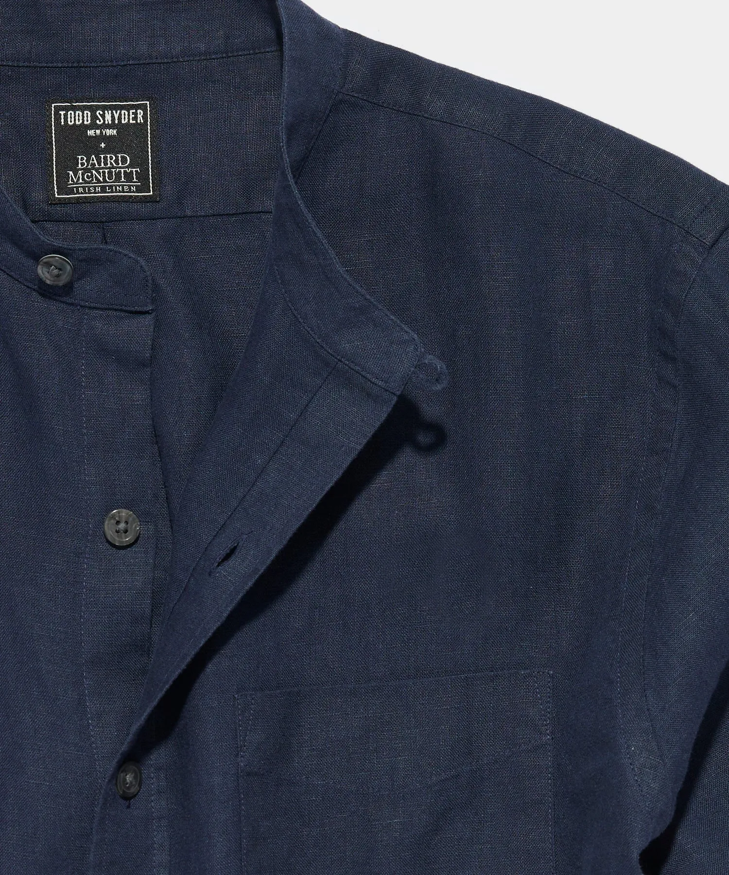 Slim Fit Sea Soft Irish Linen Band Collar Shirt
