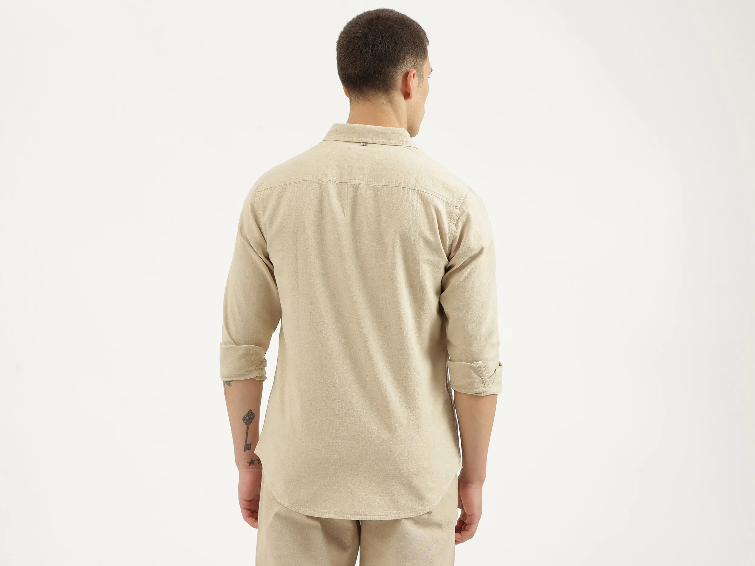 Slim Fit Spread Collar Solid Shirts
