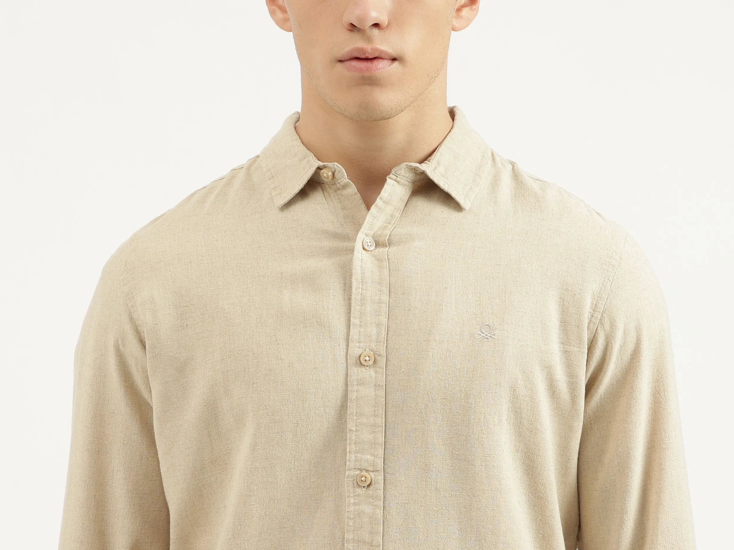 Slim Fit Spread Collar Solid Shirts