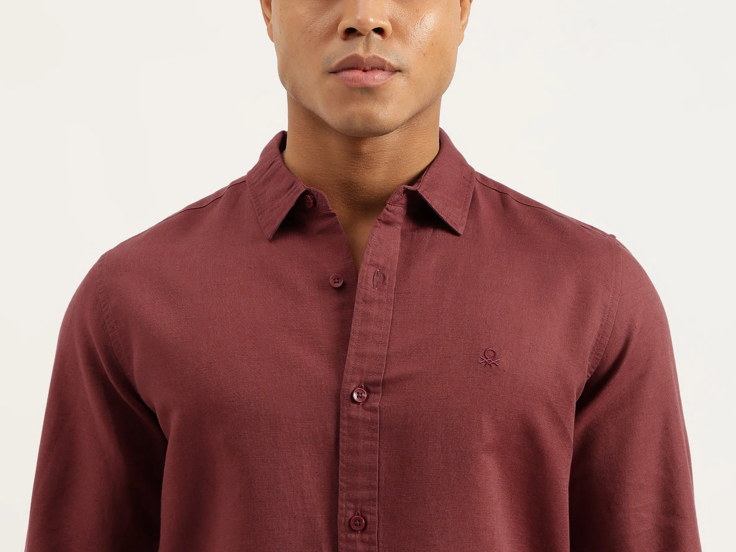 Slim Fit Spread Collar Solid Shirts