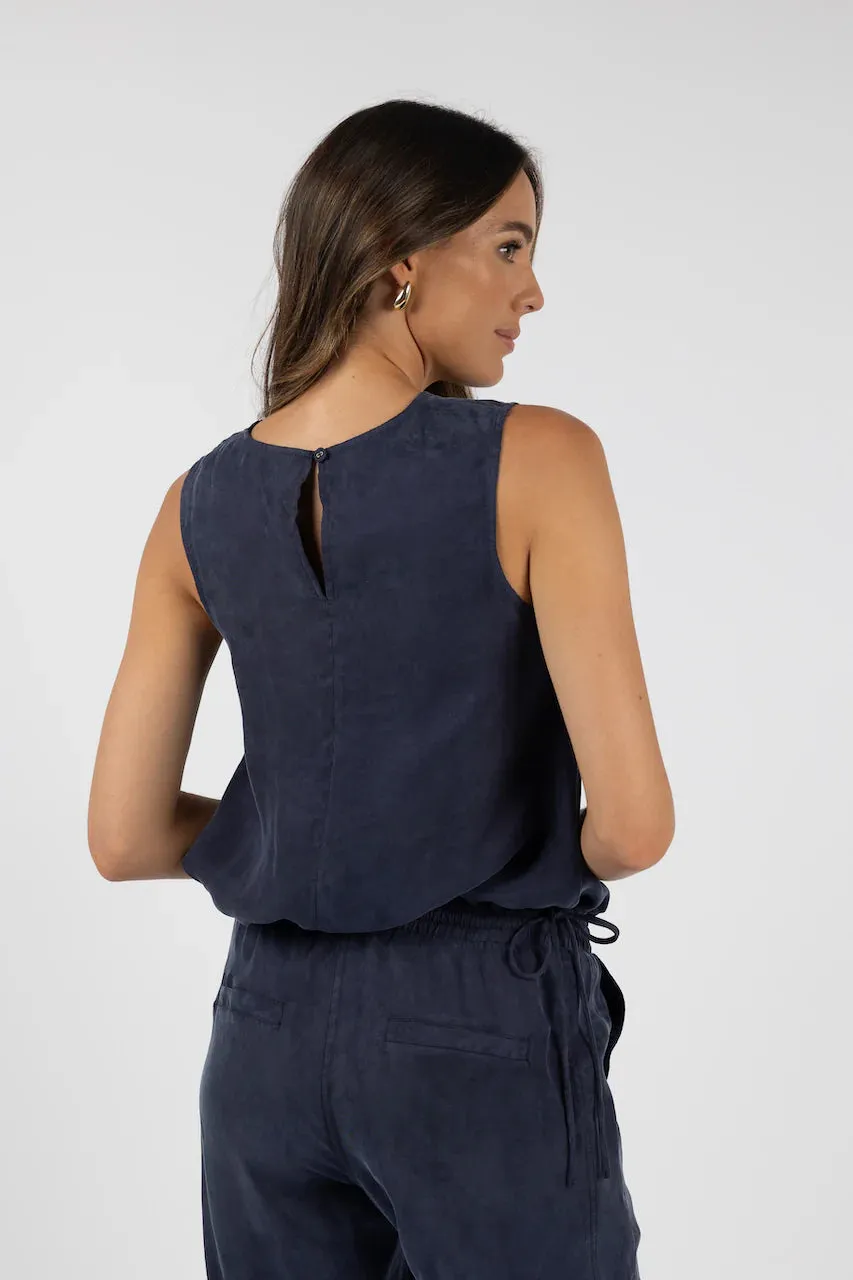 Soft Cupro Tank Top  - Navy
