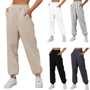 Soft Warm Women's Sweatpants: High Elastic Waist, Ankle-banded, Casual Loose Fit