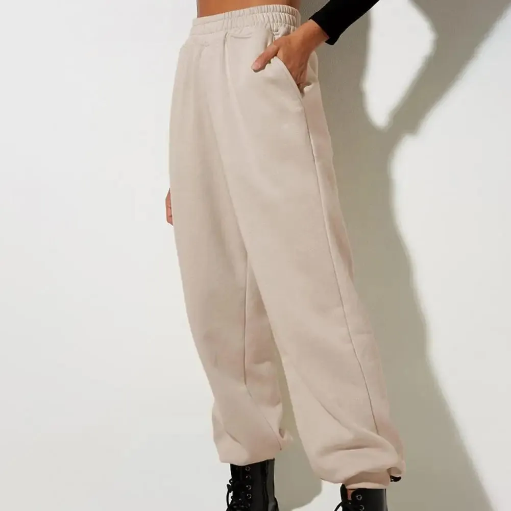 Soft Warm Women's Sweatpants: High Elastic Waist, Ankle-banded, Casual Loose Fit
