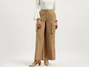 Solid Wide Leg Fit Cargo Pants