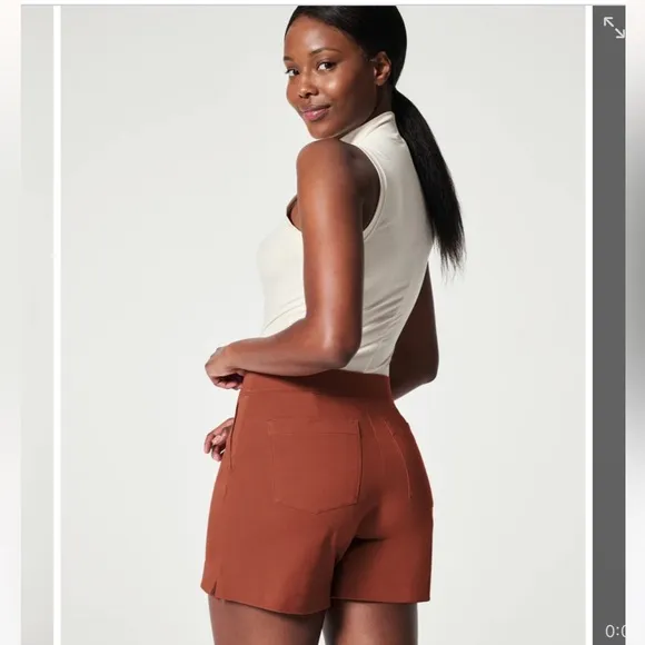 SPANX On The Go Polished 6” Bronze Glow Stretch High Rise Shorts Plus Size 3X