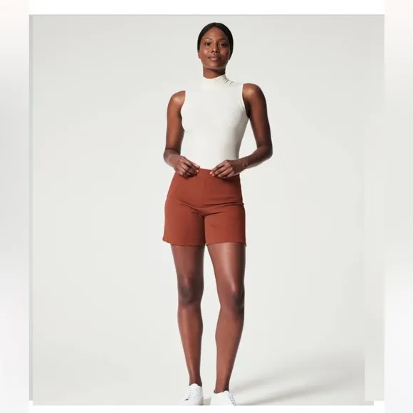 SPANX On The Go Polished 6” Bronze Glow Stretch High Rise Shorts Plus Size 3X